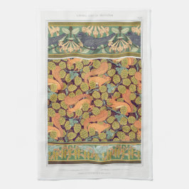 blommigt av bläckfisk i art nouveau kökshandduk