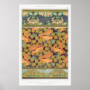 blommigt av bläckfisk i art nouveau poster