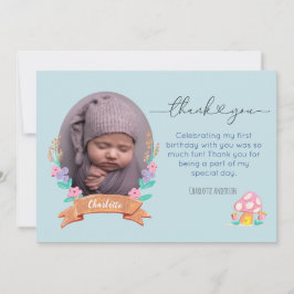 Blommigt av blått foto i graverande Blommar Tack Kort