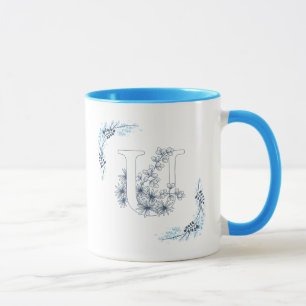 Blommigt av Blått Monogram-Lugn-kaffe, initialt "U Mugg
