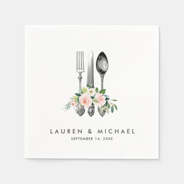 blommigt av  blöjor av grönt bröllop pappersservett (Framsidan)