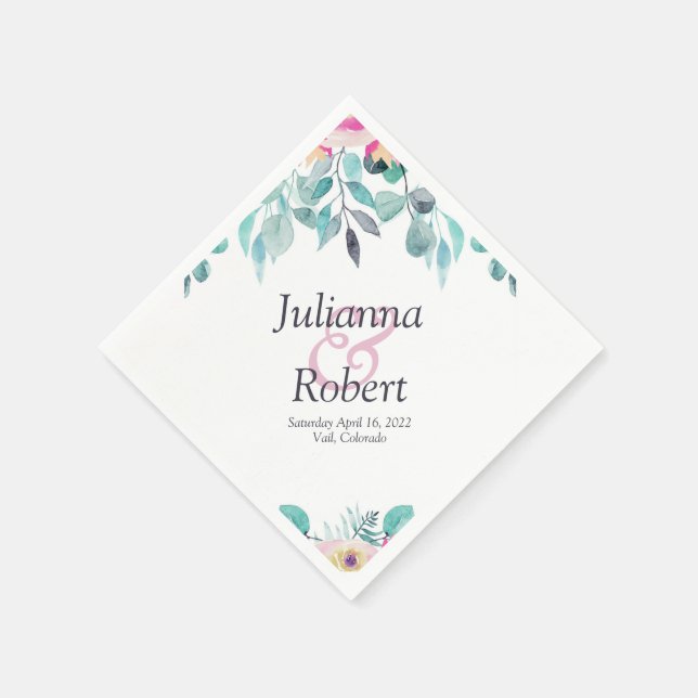 blommigt av blöjor för rosa vår pappersservett (Hörn)