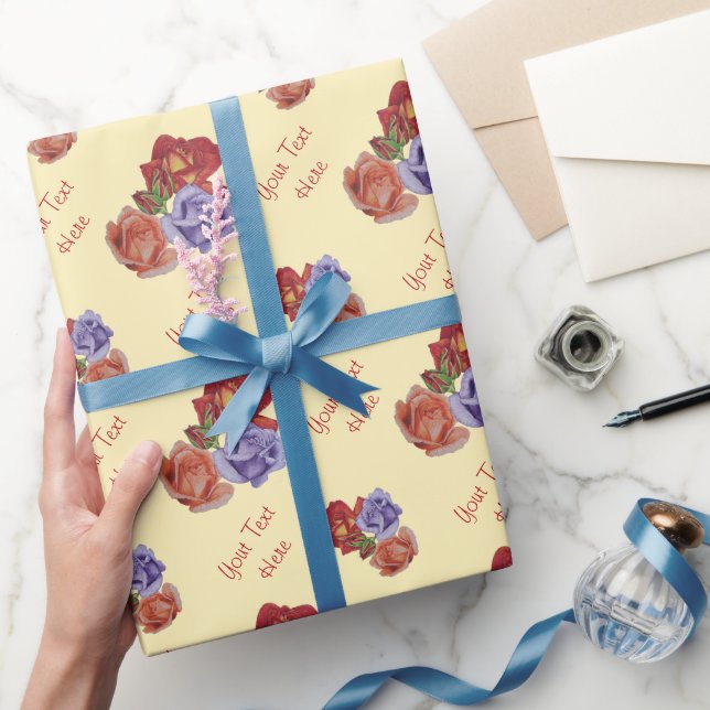 blommigt av blomknoppar röd ros och ro presentpapper (Gåvor)