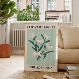 Blommigt av blommemarknaden i Philadelphia White D Poster