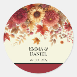 Blommigt av blommor i höstas runt klistermärke