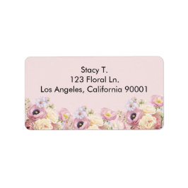 Blommigt av blommor i rosa med våld och damm adressetikett