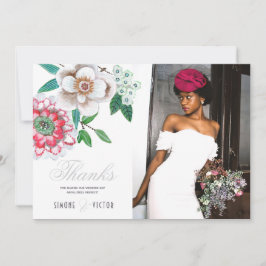 Blommigt av botanisk Grått Rosa grönt Tack Spara Datumet