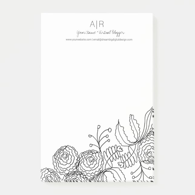 Blommigt av botaniska blommor post-it block (Framsida)