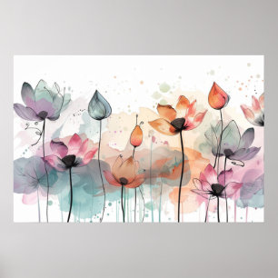 blommigt av botaniska inslag abstrakter poster