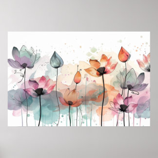 blommigt av botaniska inslag abstrakter poster