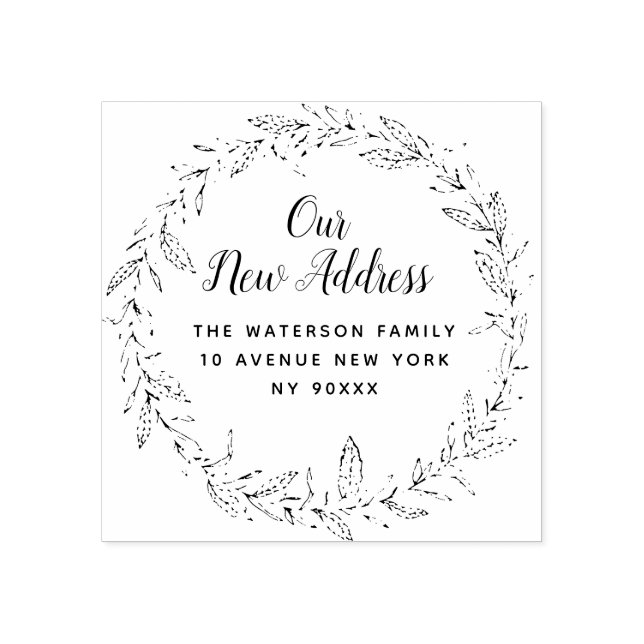 blommigt av botaniskt löv ny adress stämpel (Tryck)