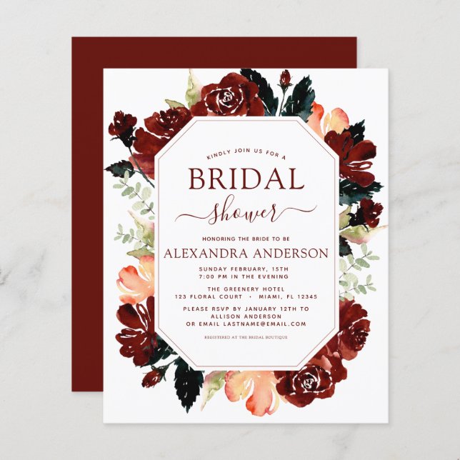 Blommigt av budgeterad burgundisk marin blå Möhipp (Fram/baksida)