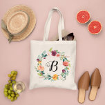 Blommigt av Burgundy Rosa Utandning Bristfälligt i Tygkasse<br><div class="desc">Personligt bröllp i tote-väskan har ett första monogram inramat av en elegant boho stil blommigt-andedräkt med vackra blommor av fallfärg,  inklusive ro,  dahlias,  blommor av peonblommor och grönska,  i en fantastisk höstpalett med burgröd,  gyllene gult,  persikofärgad orange,   rosa och gröntens nyanser. Anpassa med första namn-starten.</div>