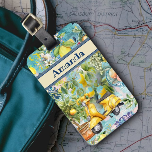 blommigt av chic (blåturkos) siciliansk citrus col bagagebricka (Skapare uppladdad)