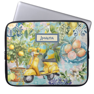 blommigt av chic (blåturkos) siciliansk citrus col laptop fodral
