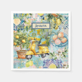 blommigt av chic (blåturkos) siciliansk citrus col pappersservett