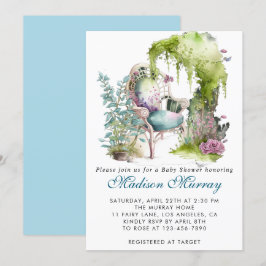 Blommigt av chic Blue & Grönt Garden-stol Babykläd Inbjudningar