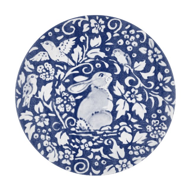 Blommigt av Cobalt Blue White Rabbit Bunny Bird El (Framsidan)