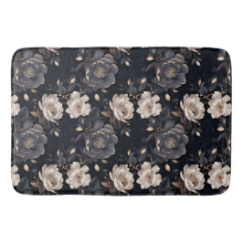 Blommigt av Cream and Black Peony Elegant Vintage  Badrumsmatta