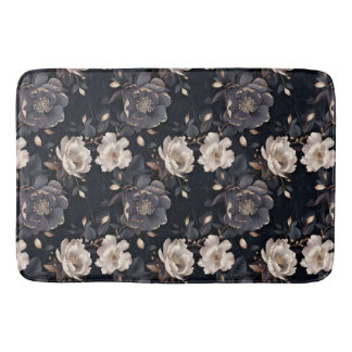 Blommigt av Cream and Black Peony Elegant Vintage  Badrumsmatta