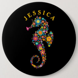 Blommigt av Cute Colorful Sea Horse Illustration Knapp