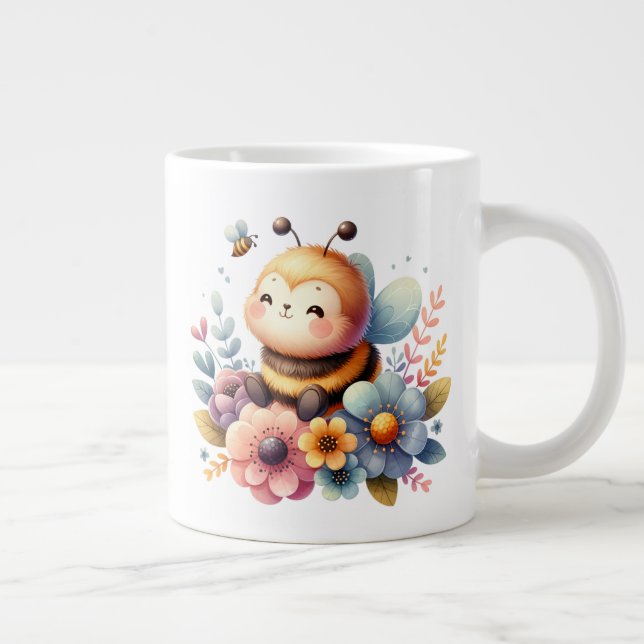 Blommigt av Cute Honungsbi Jumbo Mugg (Höger)