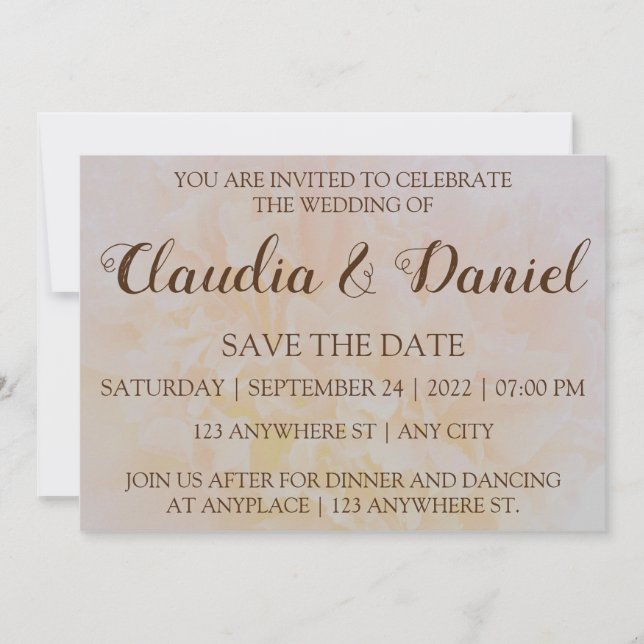 blommigt av dammiga peonymer i eleganten spara dat datumet (Framsida)