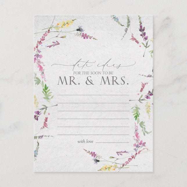 Blommigt av datum för  för Wildblomsfärg Vykort (Framsida)