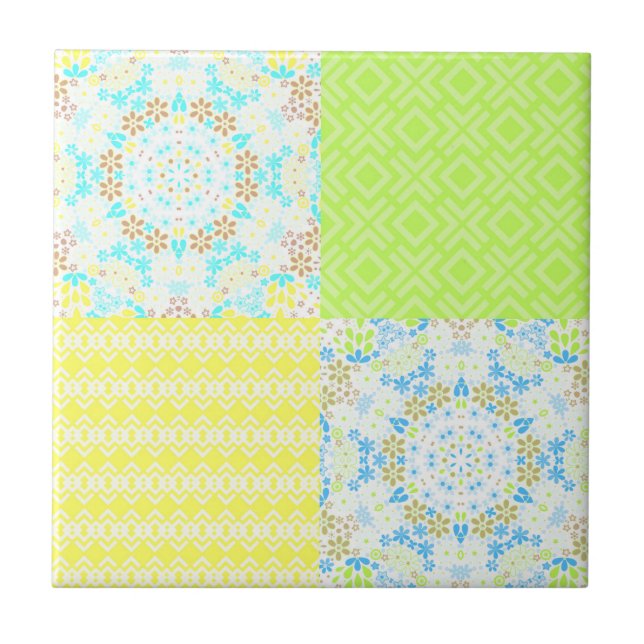 Blommigt av dekorationsliknande  för återgivning a kakelplatta (Framsidan)