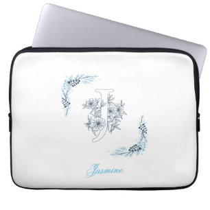 Blommigt av den första "J"-Lugnen i blå monogram Laptop Fodral