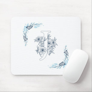 Blommigt av den första "J"-Lugnen i blå monogram Musmatta