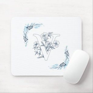 Blommigt av den första "V"-Lugnen i blå monogram Musmatta