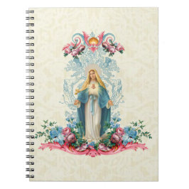 Blommigt av den katolska Religiösan Virgin Mary Vi Anteckningsbok