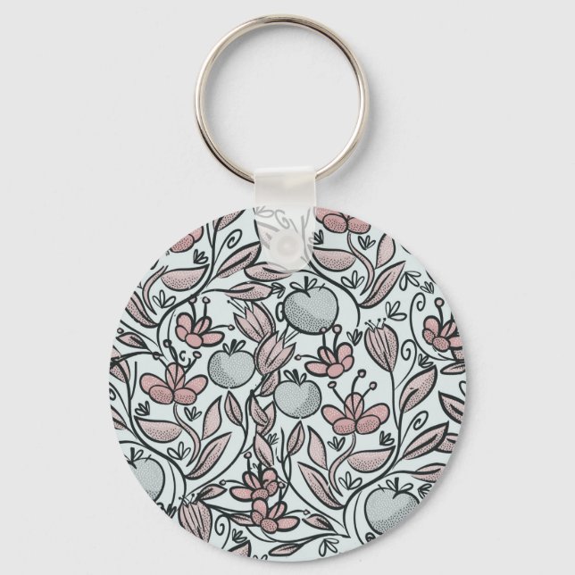 Blommigt av doodlkonst nyckelring (Framsida)