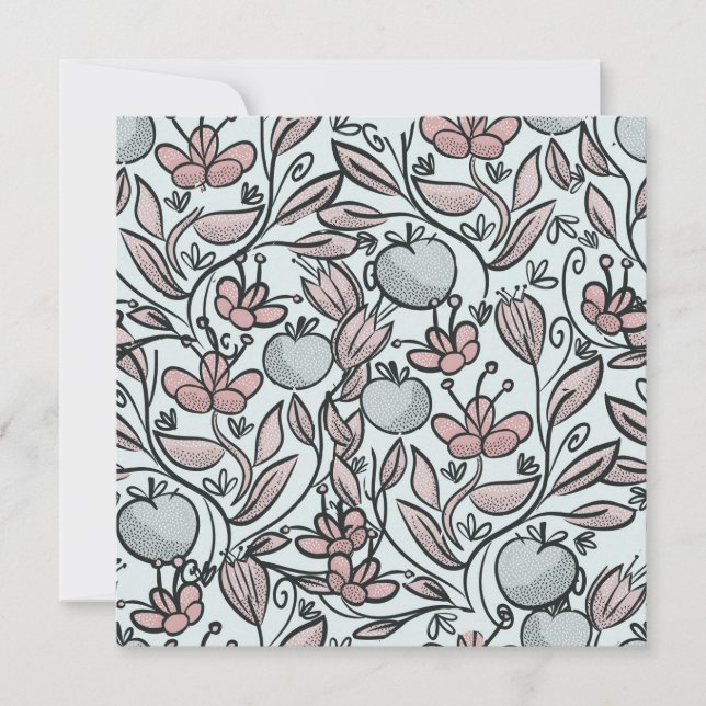Blommigt av doodlkonst tack kort (Framsida)