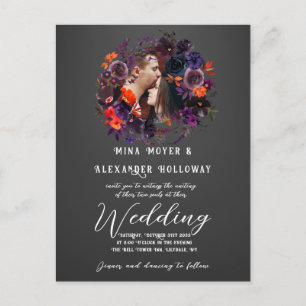 Blommigt av elegant gotiic Mörk Photo QRC Bröllop Vykort