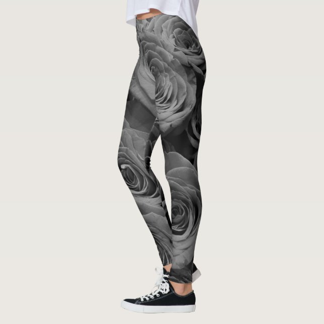 blommigt av elegant-Grått-grått-ro, klassiskt - Leggings (Vänster)