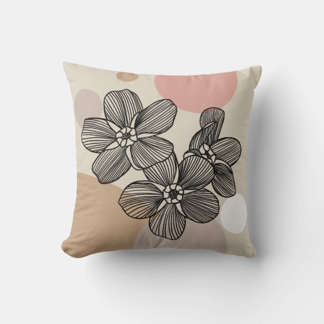 Blommigt av elegant med Abstrakt i cirkel Kudde (Framsida)