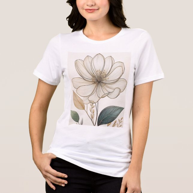 Blommigt av elegant - minimal nederbördsdesign t shirt (Framsida)