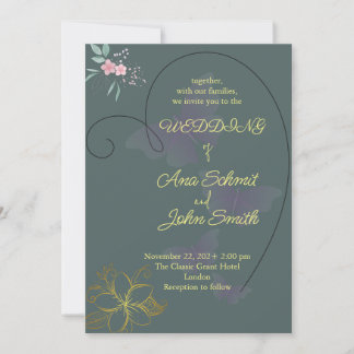 blommigt av elegant och utformning av bröllop-kort inbjudningar