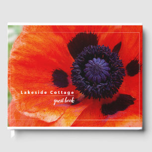Blommigt av elegant Poppy Orange Hyra Gästböcker