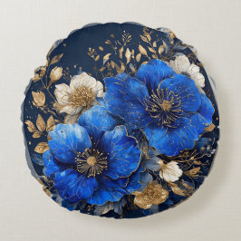 Blommigt av elegant rund kudde