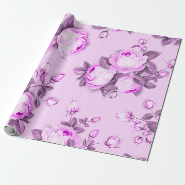 blommigt av eleganten för rosa lila presentpapper (Utrullad)
