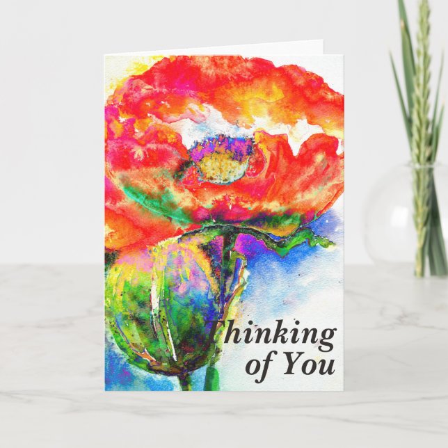 blommigt av elegantens röda abstrakt, vattenfärgmå kort (Framsida)