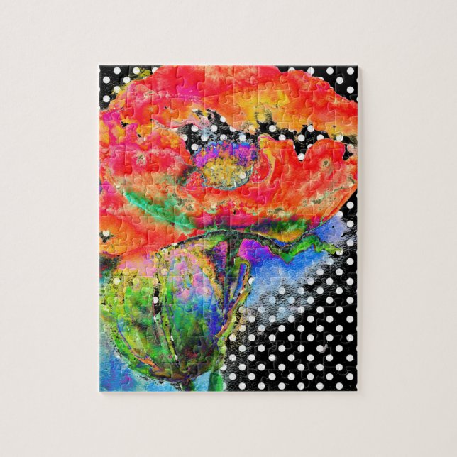 blommigt av elegantens röda abstrakt, vattenfärgmå pussel (Vertikal)