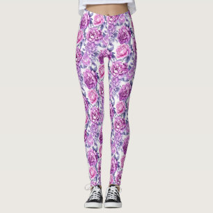 Blommigt av elegantens Rosa och Lila Leggings