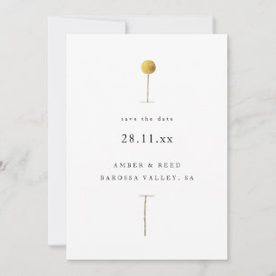 Blommigt av enkel vattenfärg Gult Stem Minimalist Spara Datumet