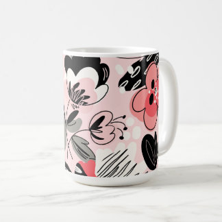 Blommigt av färgad Grått-spridd Abstrakt Kaffemugg