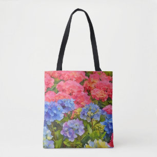 Blommigt av färgämnet Hydrangea Flowers Art Tote B Tygkasse