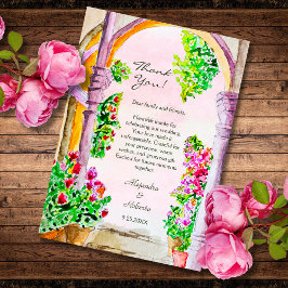 Blommigt av färgen Watercolor Gamle Town Mexico Tack Kort